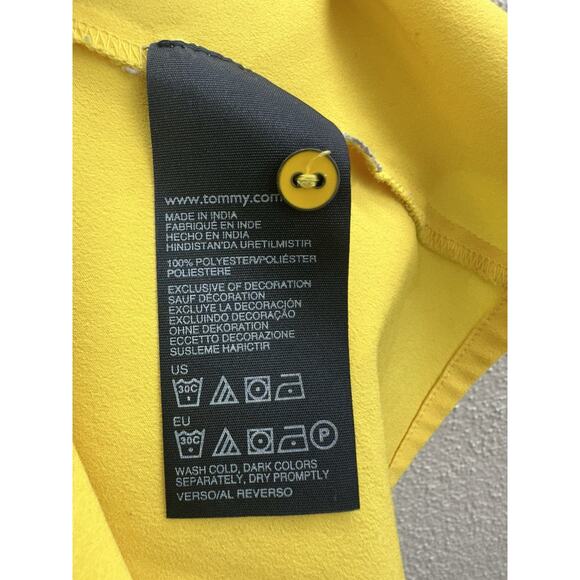 Tommy Hilfiger Womens Tank Top Size Medium Button Up Solid Yellow Necktie - Picture 6 of 12